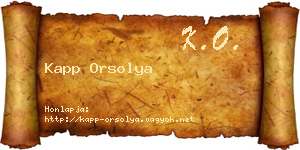 Kapp Orsolya névjegykártya